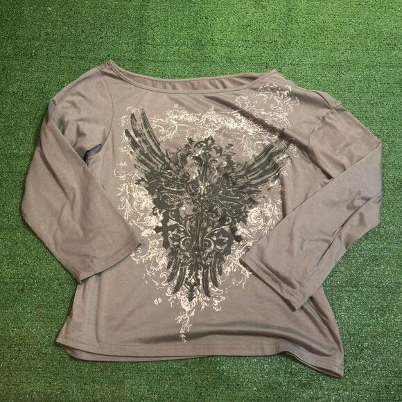 Jnco Women's Brown and Grey T-shirt - Picture 2 of 6